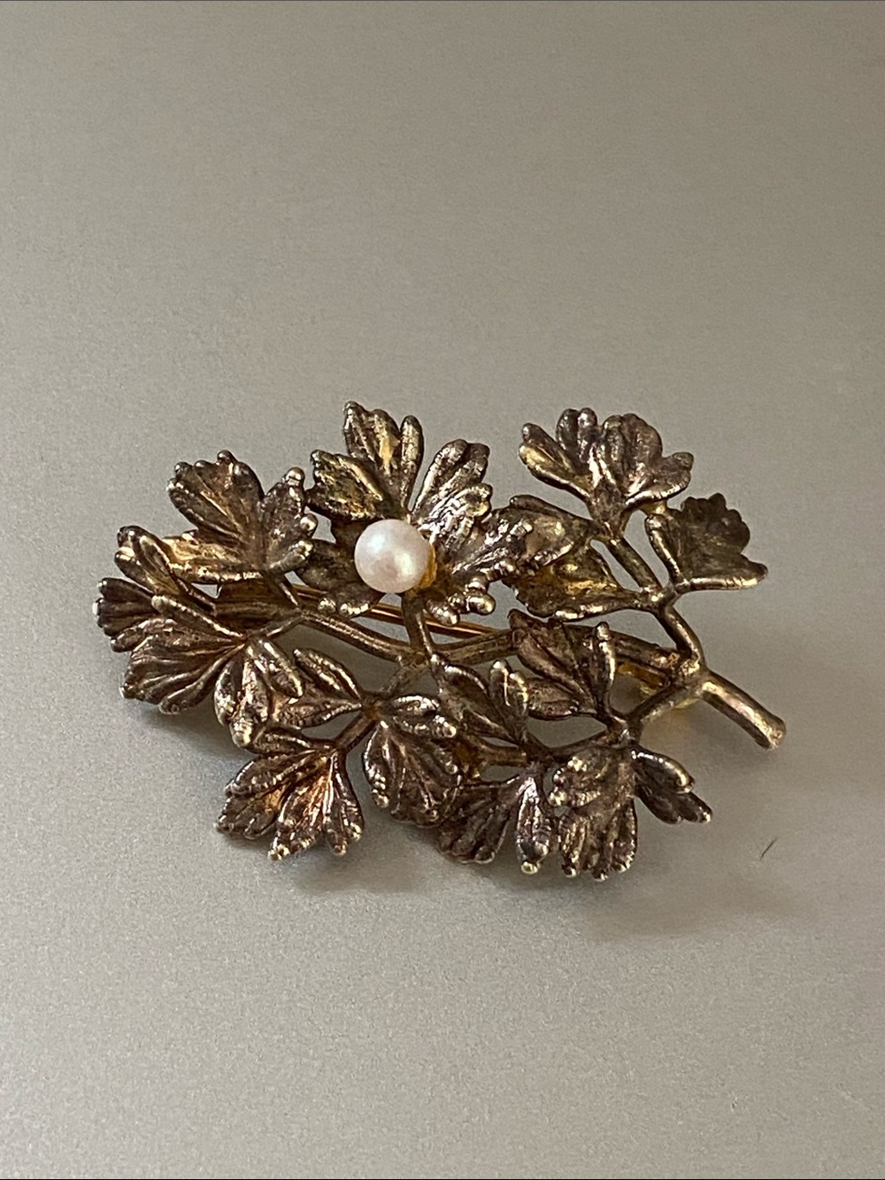 Flora Danica 925 parsley Brooch with faux Pearl Accent by eggert